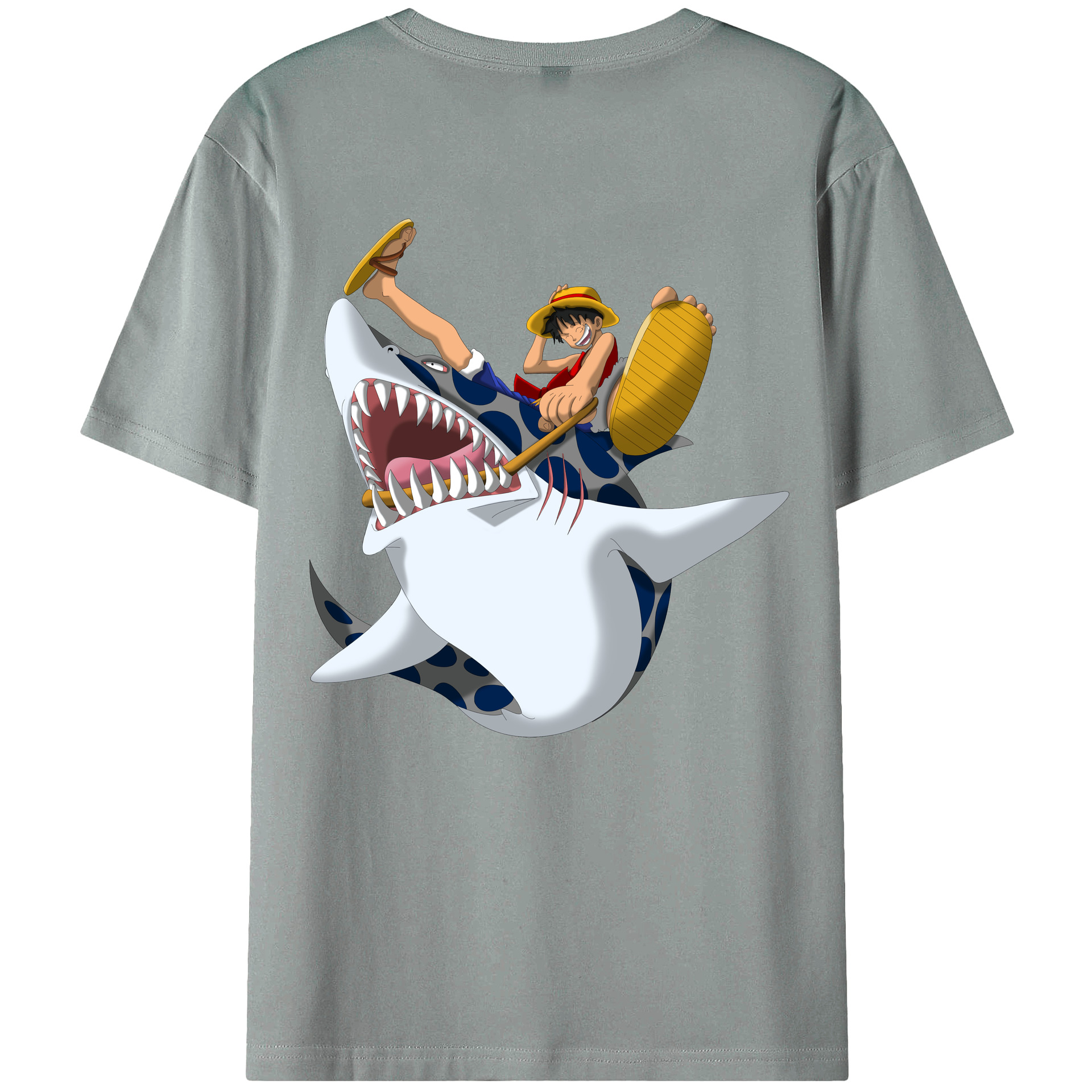 ワンピース モンキー・D・ルフィ ONE PIECE Monkey D. Luffy 綿100％ メンズ半袖Tシャツ（バックプリント） 通気性